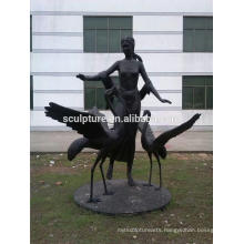2016 New High Quality Modern Arts statue Women and Swan outdoor Decoration Bronze sculpture